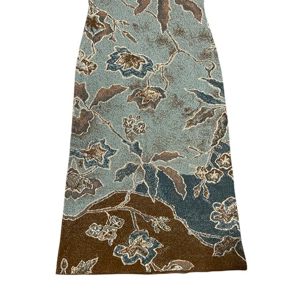 Peruvian Connection XS Floral Sheath Dress Cap Short Sleeve Green Blue Pima Cott - Picture 3 of 8